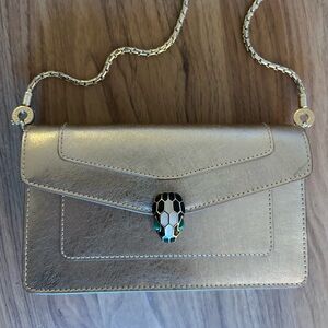 Bvlgari matte Pale metallic gold Serpenti Forever Leather Crossbody Shoulder Bag